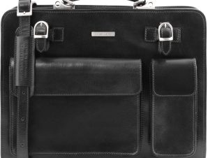 Επαγγελματική Τσάντα Δερμάτινη Venezia Μαύρο Tuscany Leather