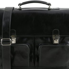 Επαγγελματική Τσάντα Δερμάτινη Ventimiglia με Smart Connect™ Μαύρο Tuscany Leather