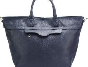 Δερμάτινη Τσάντα Tote Raffaella Firenze Leather 9015 Σκούρο Μπλε