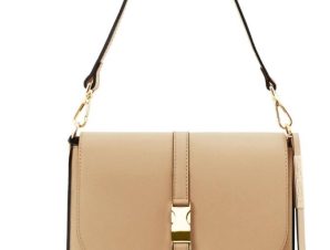 Γυναικεία τσάντα δερμάτινη Nausica Tuscany Leather TL141598 Σαμπανιζέ